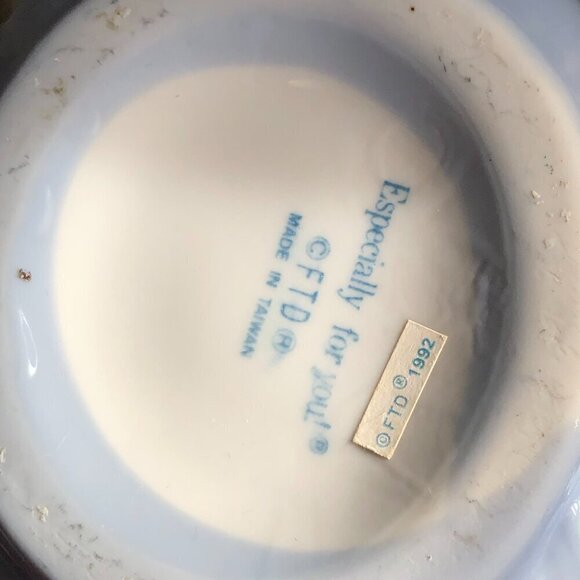 Vintage 1992 FTD Especially for You Blue Pink Oval Floral Arrangement Bowl Vase - Picture 3 of 7